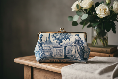Pochette élégante en Toile de Jouy bleu indigo