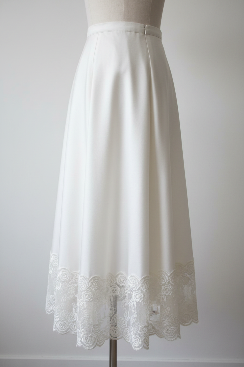 Jupe avec dentelle brodée crème 8cm - galon élégant au mètre