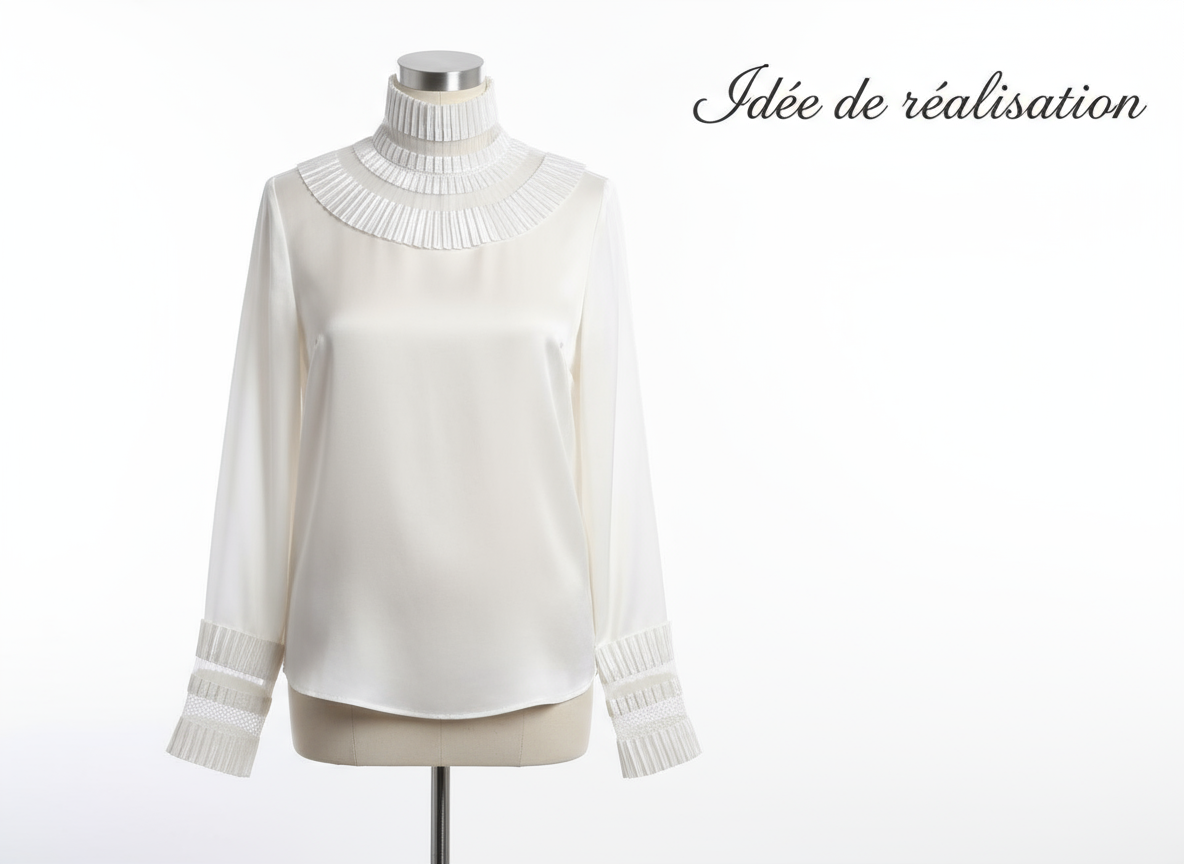 Ruban Plissé Satin Organza Filet 85mm - Stretch Élégant