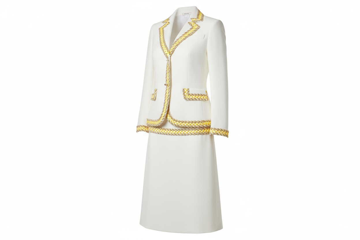 Galon Tressé Tricolore 15mm Jaune Blanc Doré - Cordon Décoratif Luxe Style Chanel