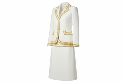 Galon Tressé Tricolore 15mm Jaune Blanc Doré - Cordon Décoratif Luxe Style Chanel