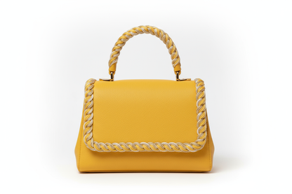 Galon Tressé Tricolore 15mm Jaune Blanc Doré - Cordon Décoratif Luxe Style Chanel