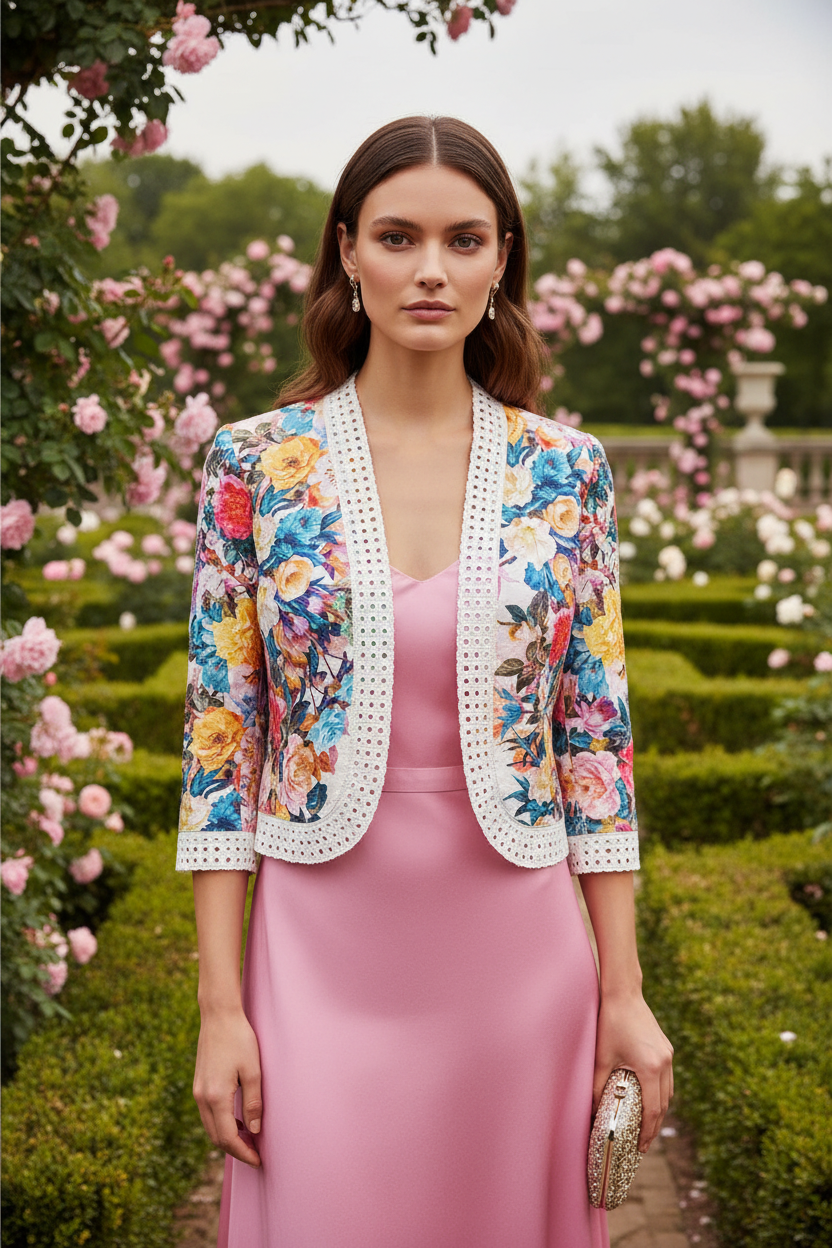 Idée réalisation : boléro en broderie anglaise fleurie 100% coton