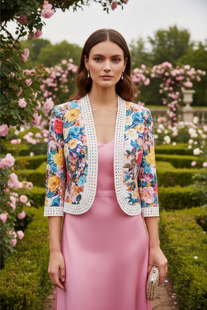 Idée réalisation : boléro en broderie anglaise fleurie 100% coton