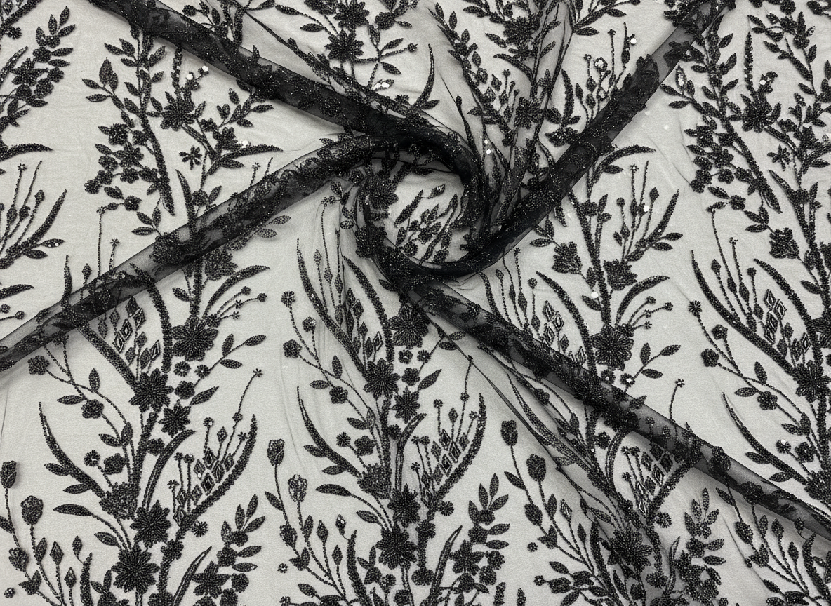 Présentation tissu tulle perlé - Product display