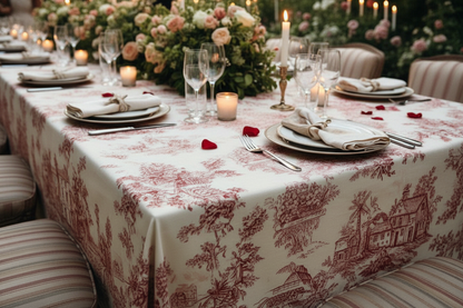 Nappe de table en Toile de Jouy rouge