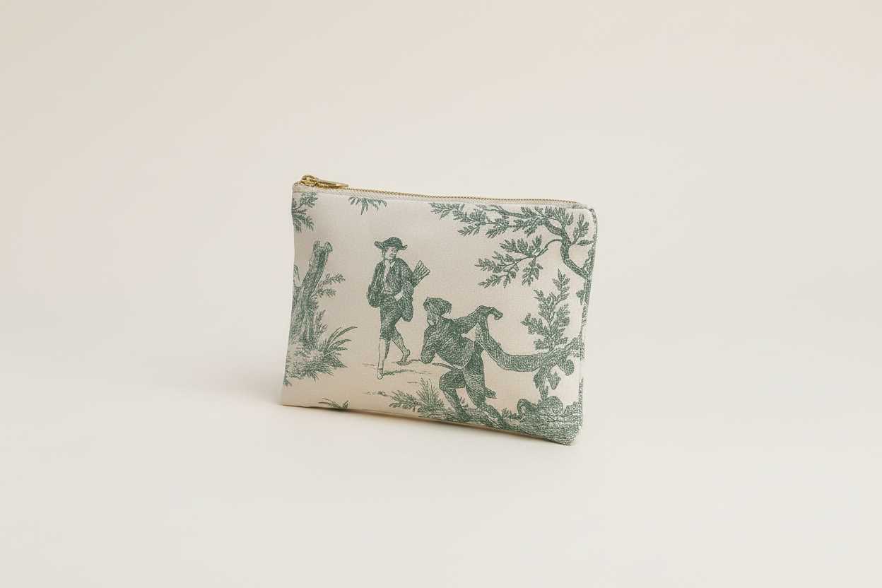 Pochette élégante en Toile de Jouy verte