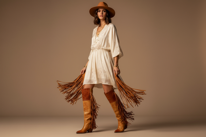 Bottes à franges en cuir