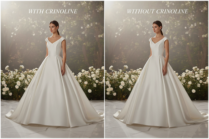 Comparaison avant après robe avec sans crin - effet volume