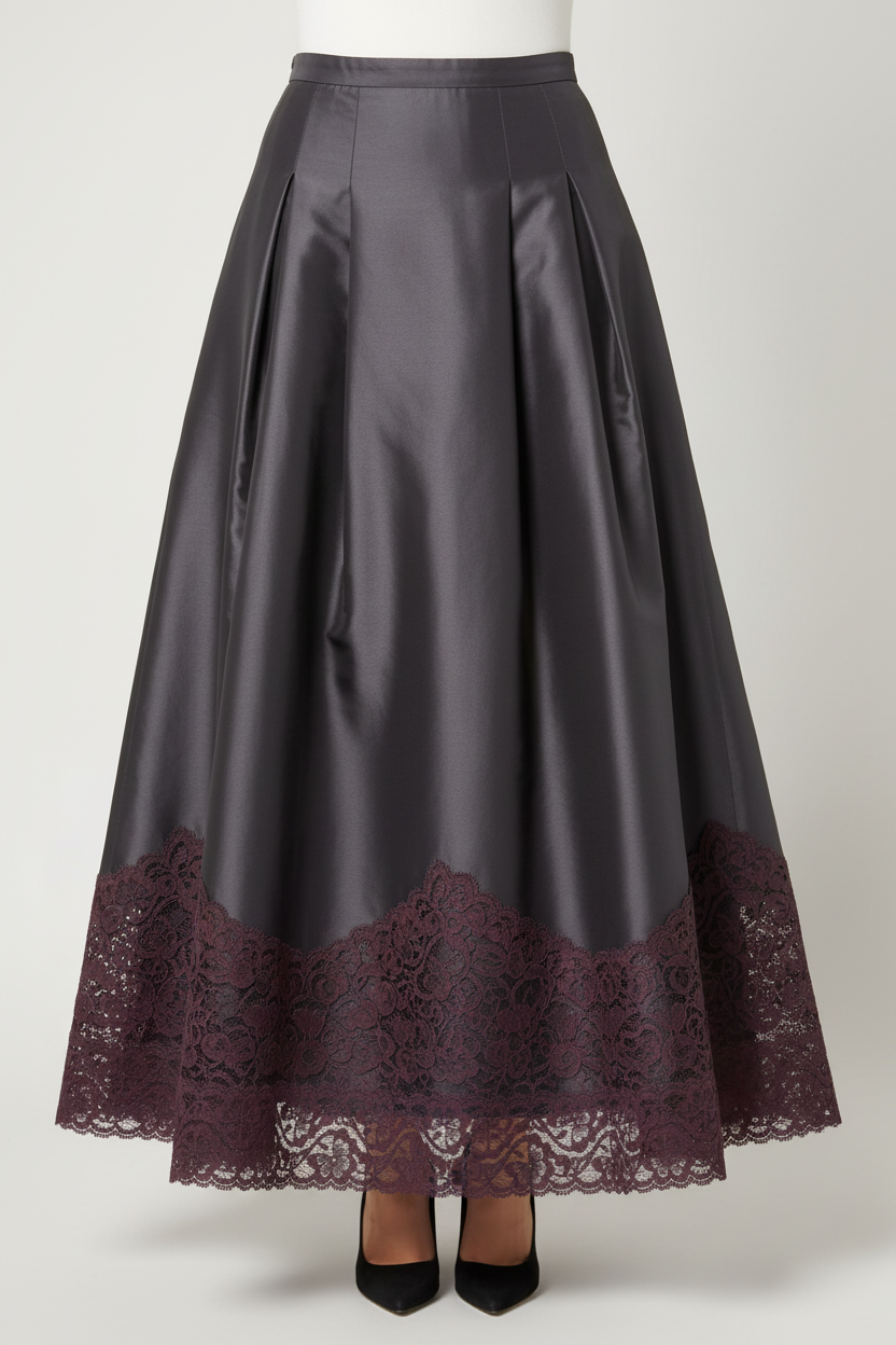 Jupe avec dentelle prune 5cm - bordure élégante