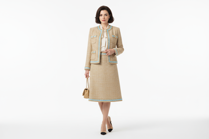 Galon Tressé Tricolore 15mm Bleu Blanc Doré - Cordon Décoratif Luxe Style Chanel