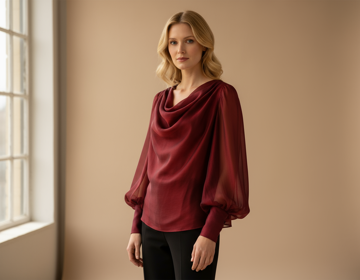 Chemisier en mousseline de soie changeante haute couture