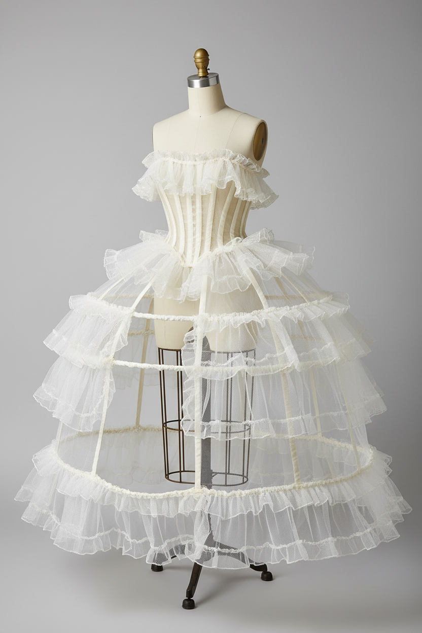 Jupon crinoline vintage avec crin - couches volumineuses