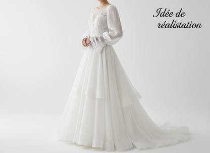 Ruban Plissé Satin Organza Filet 85mm - Stretch Élégant