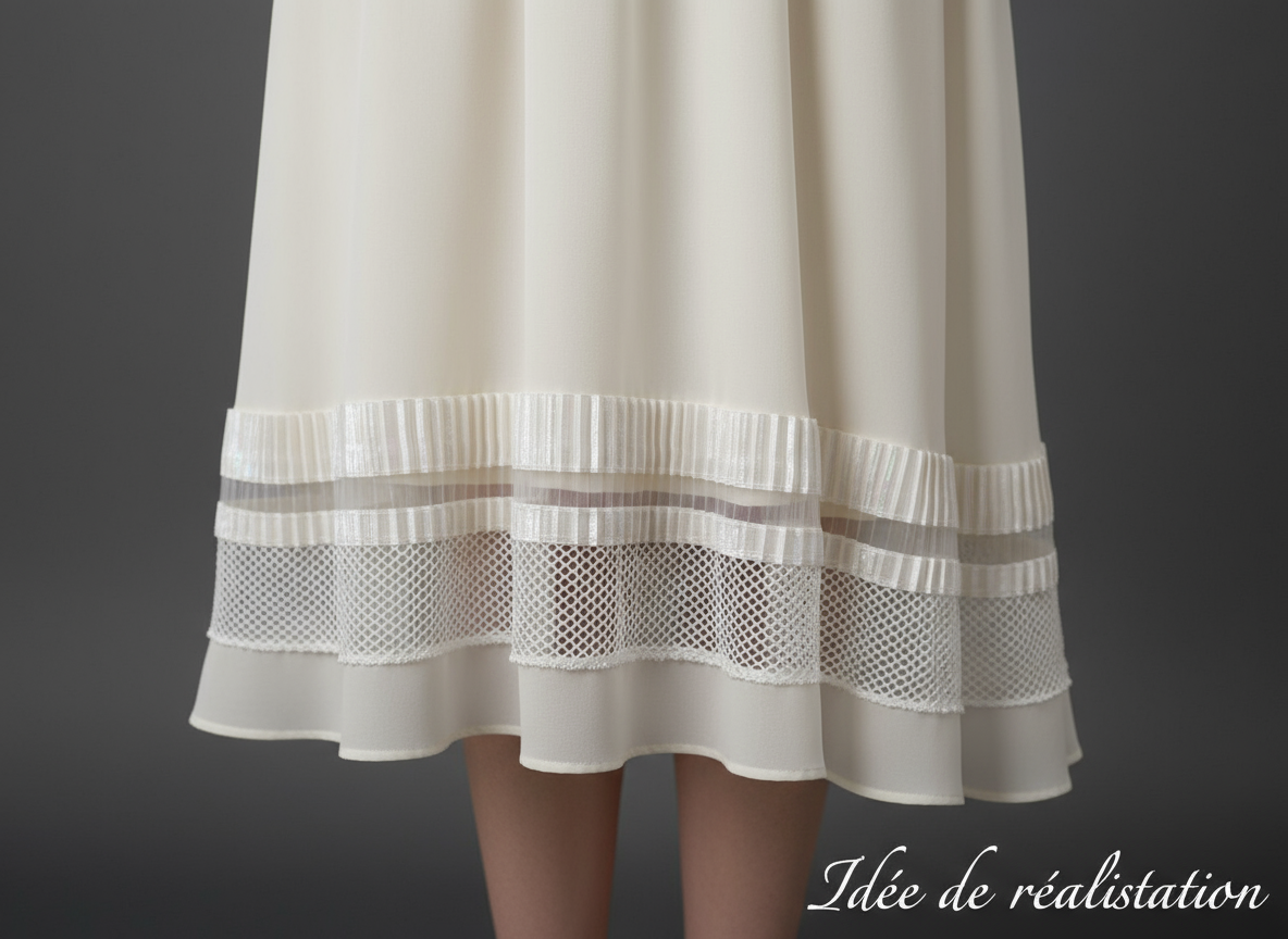 Ruban Plissé Satin Organza Filet 85mm - Stretch Élégant