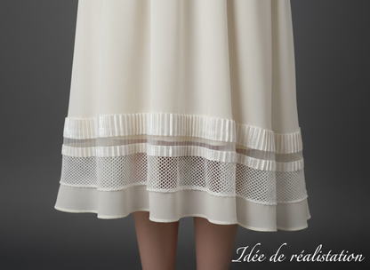 Ruban Plissé Satin Organza Filet 85mm - Stretch Élégant