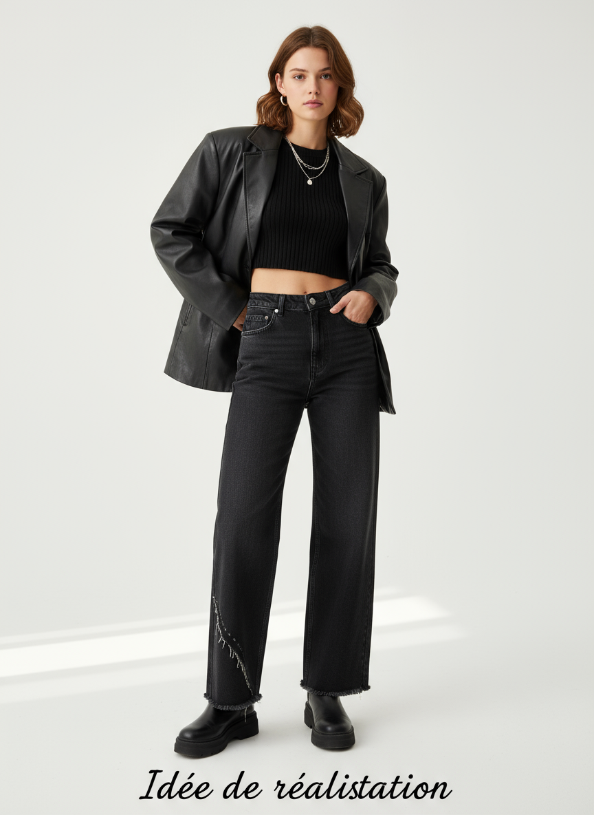 Pantalon en jean noir - Idée de réalisation