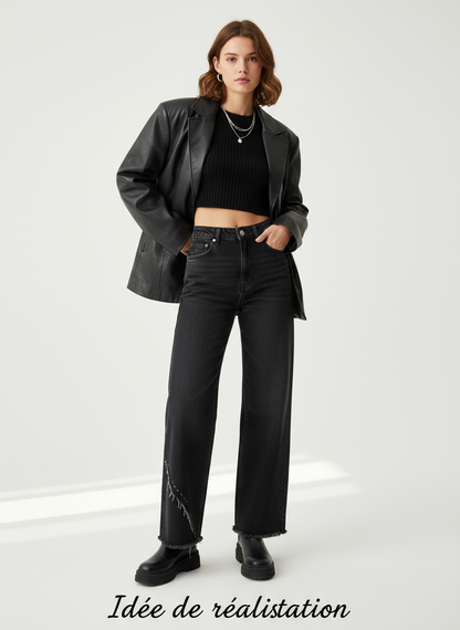 Pantalon en jean noir - Idée de réalisation