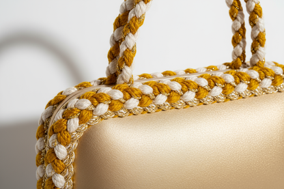 Galon Tressé Tricolore 15mm Jaune Blanc Doré - Cordon Décoratif Luxe Style Chanel