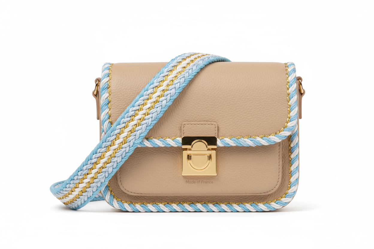 Galon Tressé Tricolore 15mm Bleu Blanc Doré - Cordon Décoratif Luxe Style Chanel