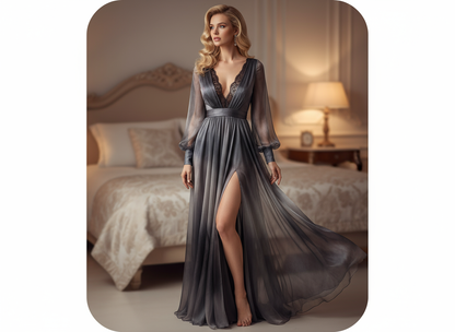 Idée de création BHTissus - Nuisette mousseline de soie gris