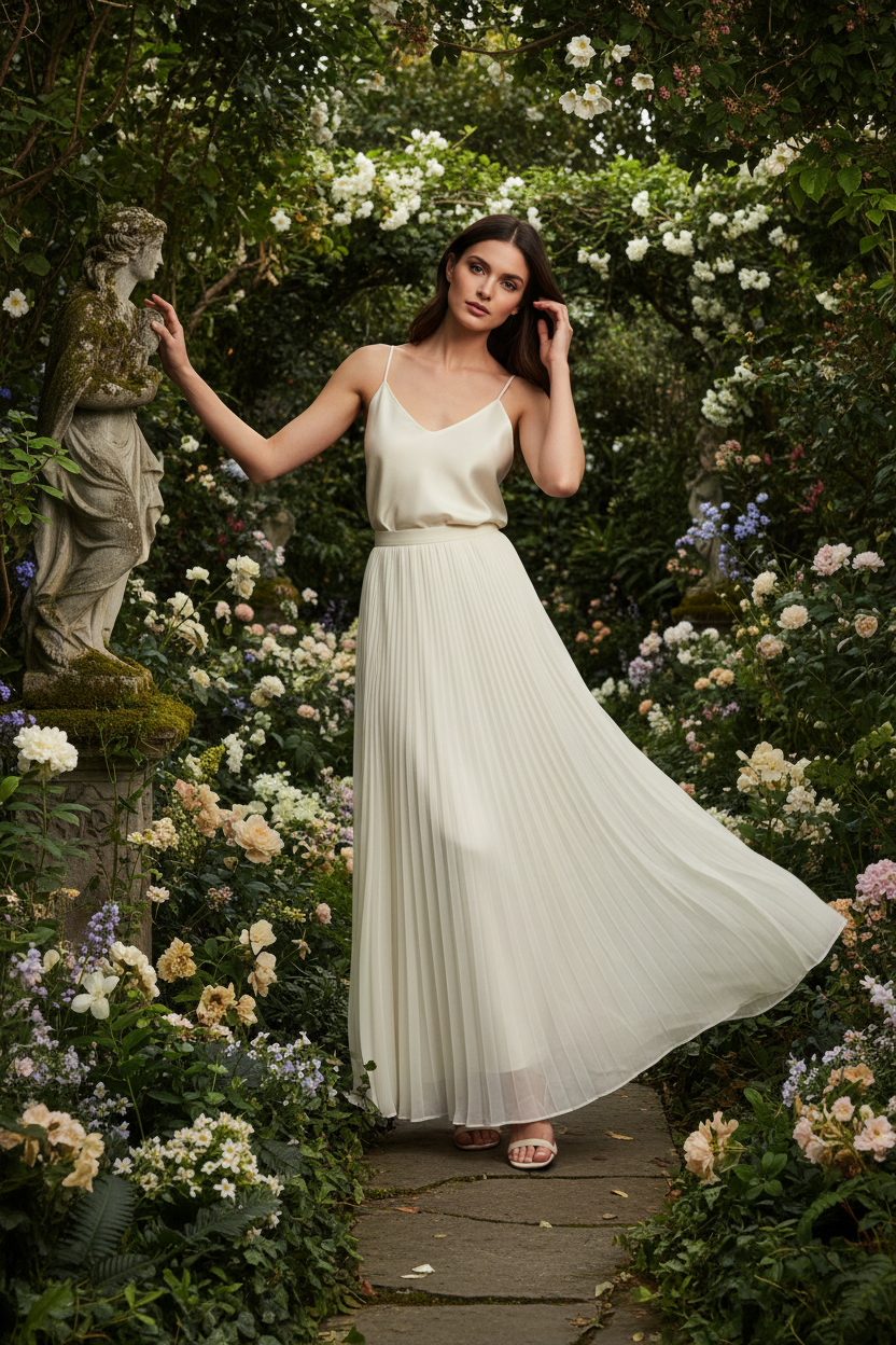 Tissu Mousseline Plissée Ivoire — Laize 150 cm