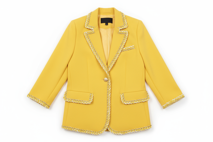 Galon Tressé Tricolore 15mm Jaune Blanc Doré - Cordon Décoratif Luxe Style Chanel