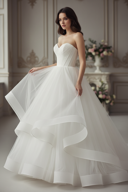 Robe de mariée avec crin ivoire créant le volume