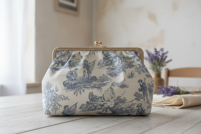 Pochette élégante en Toile de Jouy bleue