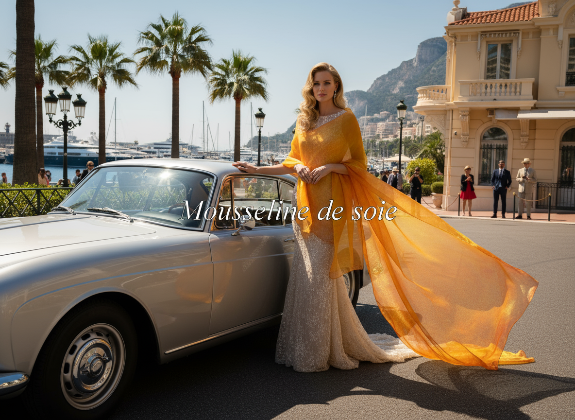 Idée de création BHTissus - Étole mousseline de soie orange Monaco