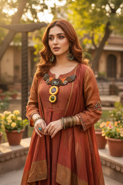 Patch ethnique porté avec tenue indienne traditionnelle