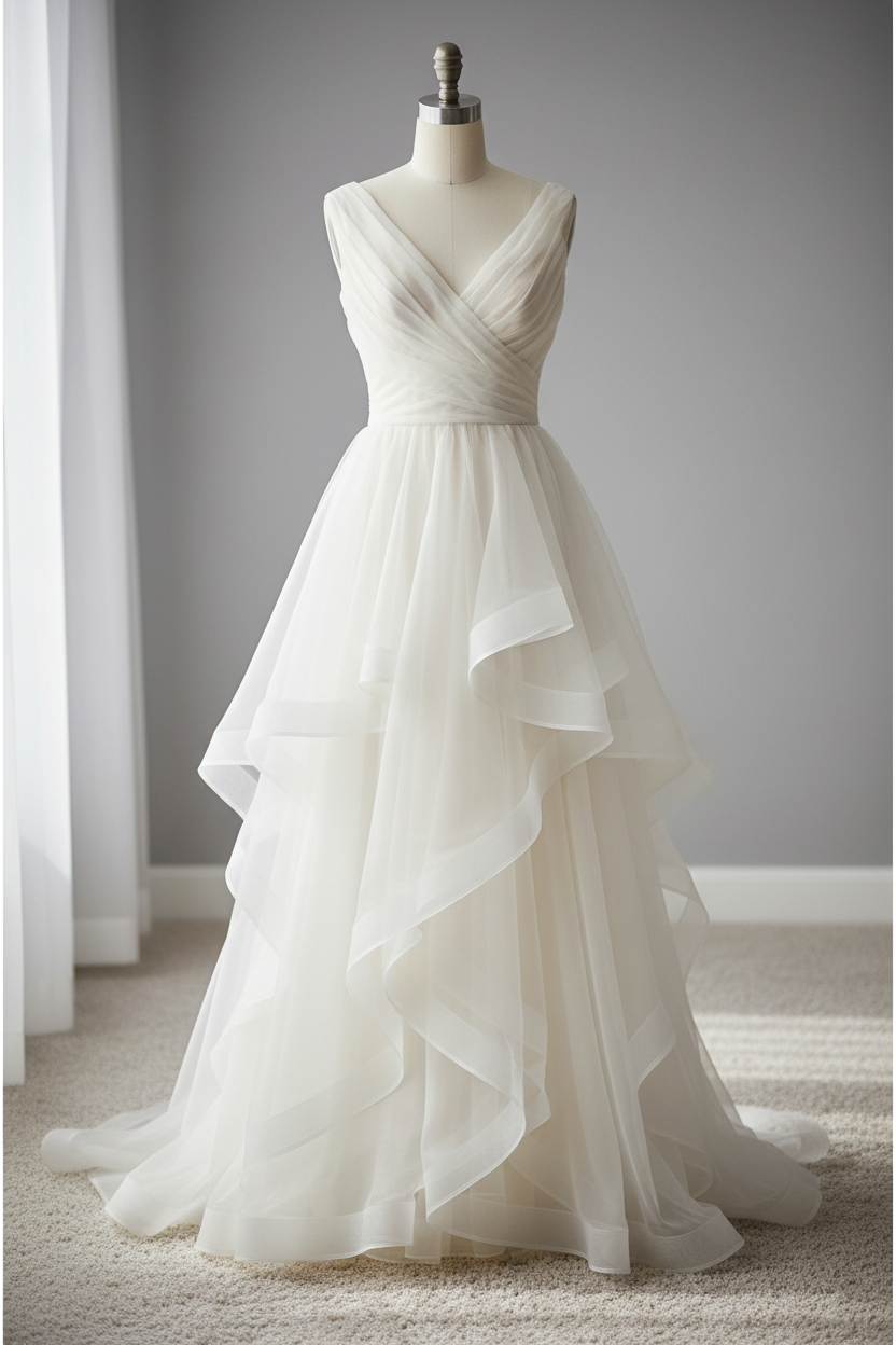Robe de soirée haute couture en organza double de soie ivoire - inspiration création