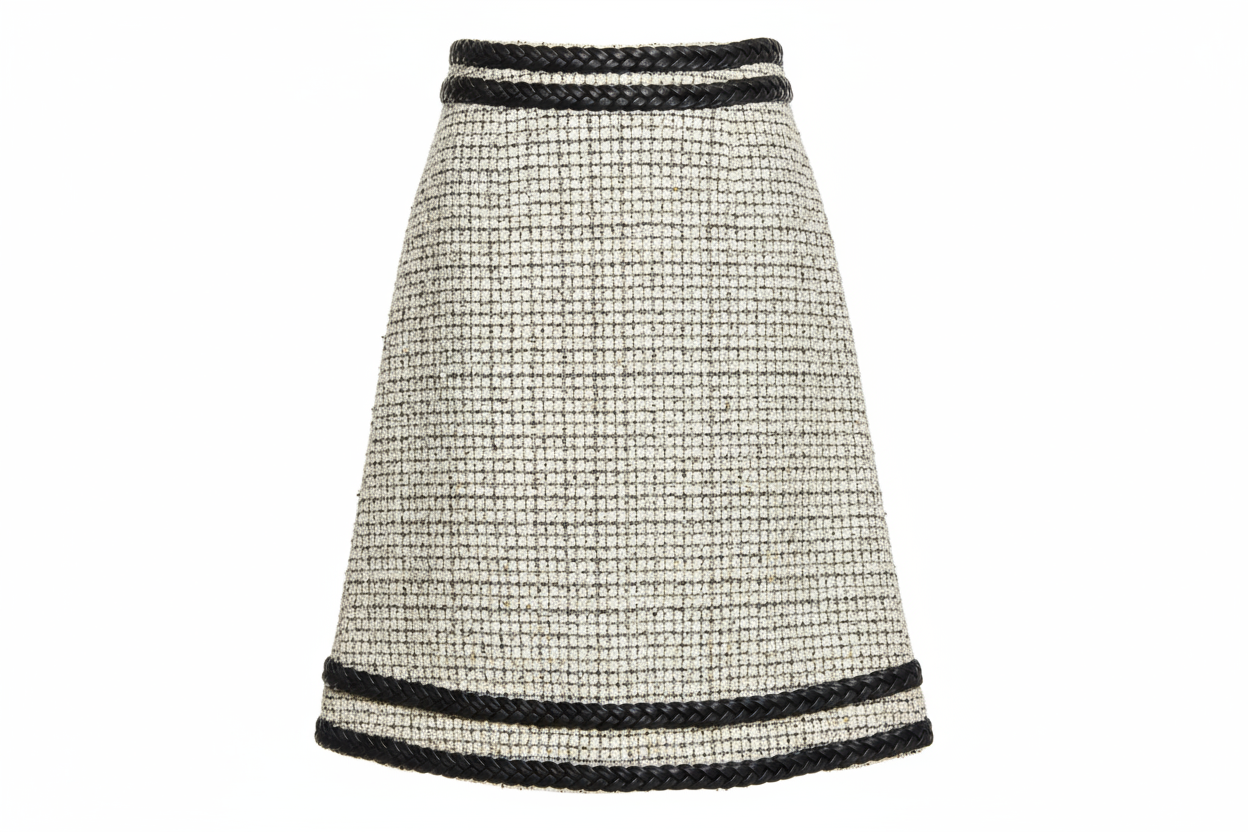 Galon Style Chanel Simili Cuir Noir 35mm - Ruban Tressé Haute Couture pour Veste Courte, Jupe Tweed et Customisation