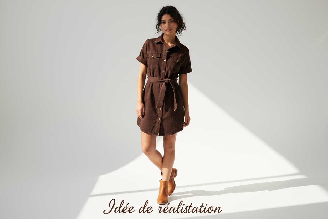 Idée de réalisation - Robe chemise polyvalente en jean marron foncé