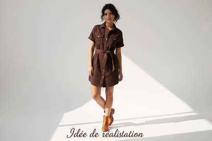 Idée de réalisation - Robe chemise polyvalente en jean marron foncé