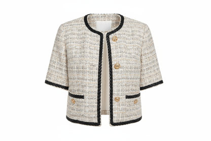 Galon Style Chanel Simili Cuir Noir 35mm - Ruban Tressé Haute Couture pour Veste Courte, Jupe Tweed et Customisation