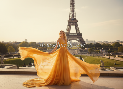 Idée de création BHTissus - Mousseline de soie orange Tour Eiffel