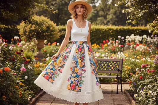 Jupe en broderie anglaise fleurie 100% coton – style été élégant