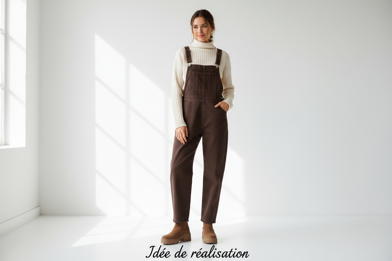 Idée de réalisation - Salopette moderne en jean marron foncé
