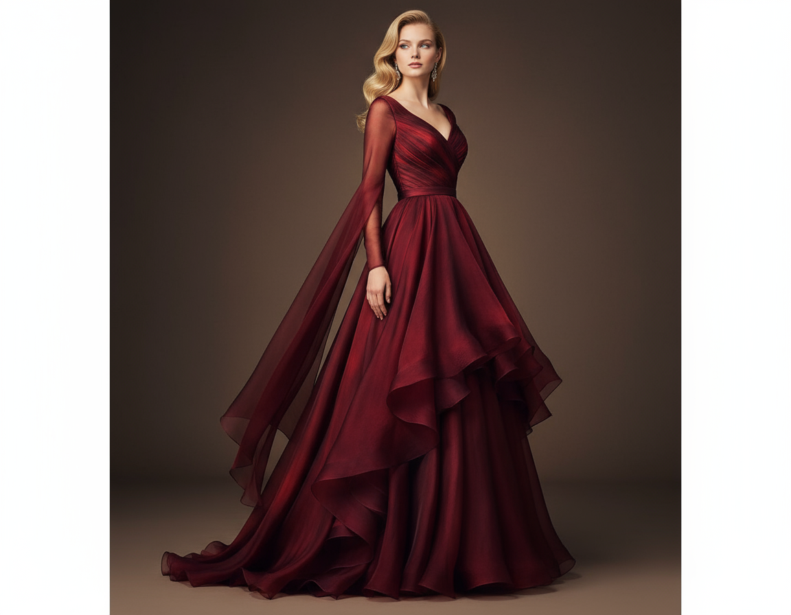 Robe en mousseline de soie changeante haute couture