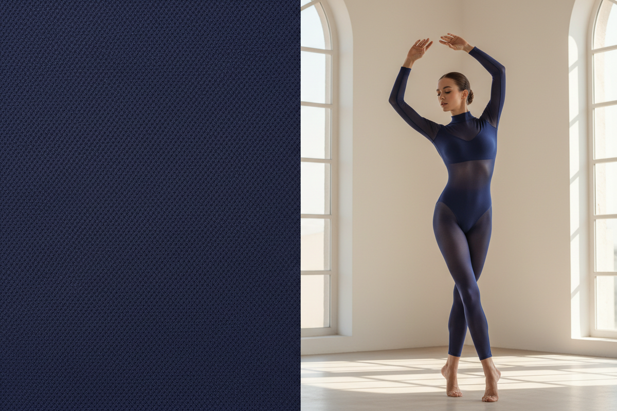 Tissu résille lycra bleu indigo extensible au mètre pour justaucorps et danse – Bh Tissus
