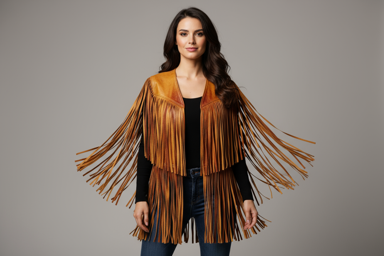 Gilet à franges en cuir