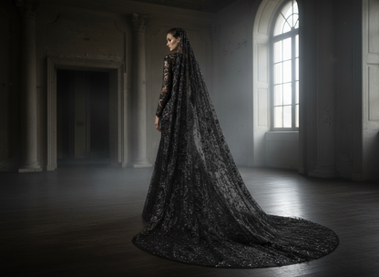 Voile de mariée tulle perlé noir - Bridal veil