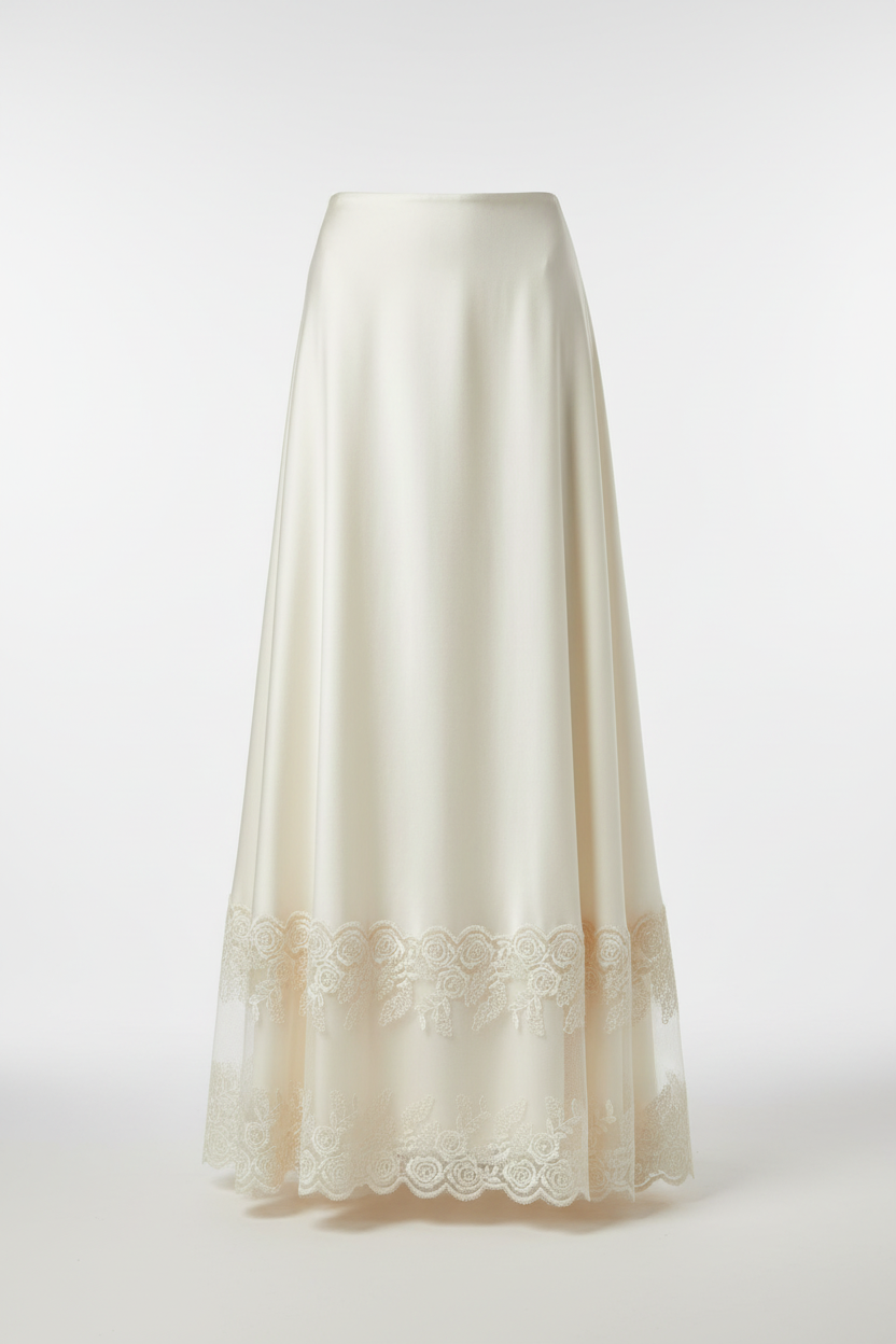 Jupe avec dentelle brodée crème 8cm sur tulle - galon élégant qualité supérieure