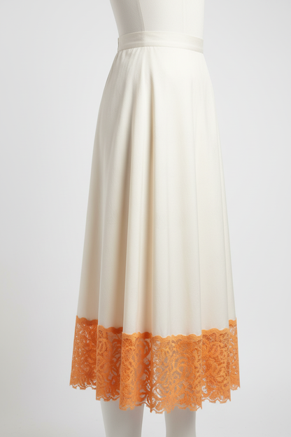 Jupe avec dentelle lycra orange 8cm - bordure colorée originale