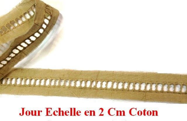 Day Scale in English Embroidery 2 cm Beige, to Sew.