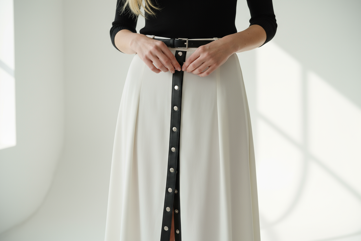 Bande Pression Simili Cuir Noir 20mm - Pressions Argentées - Vendu au Mètre