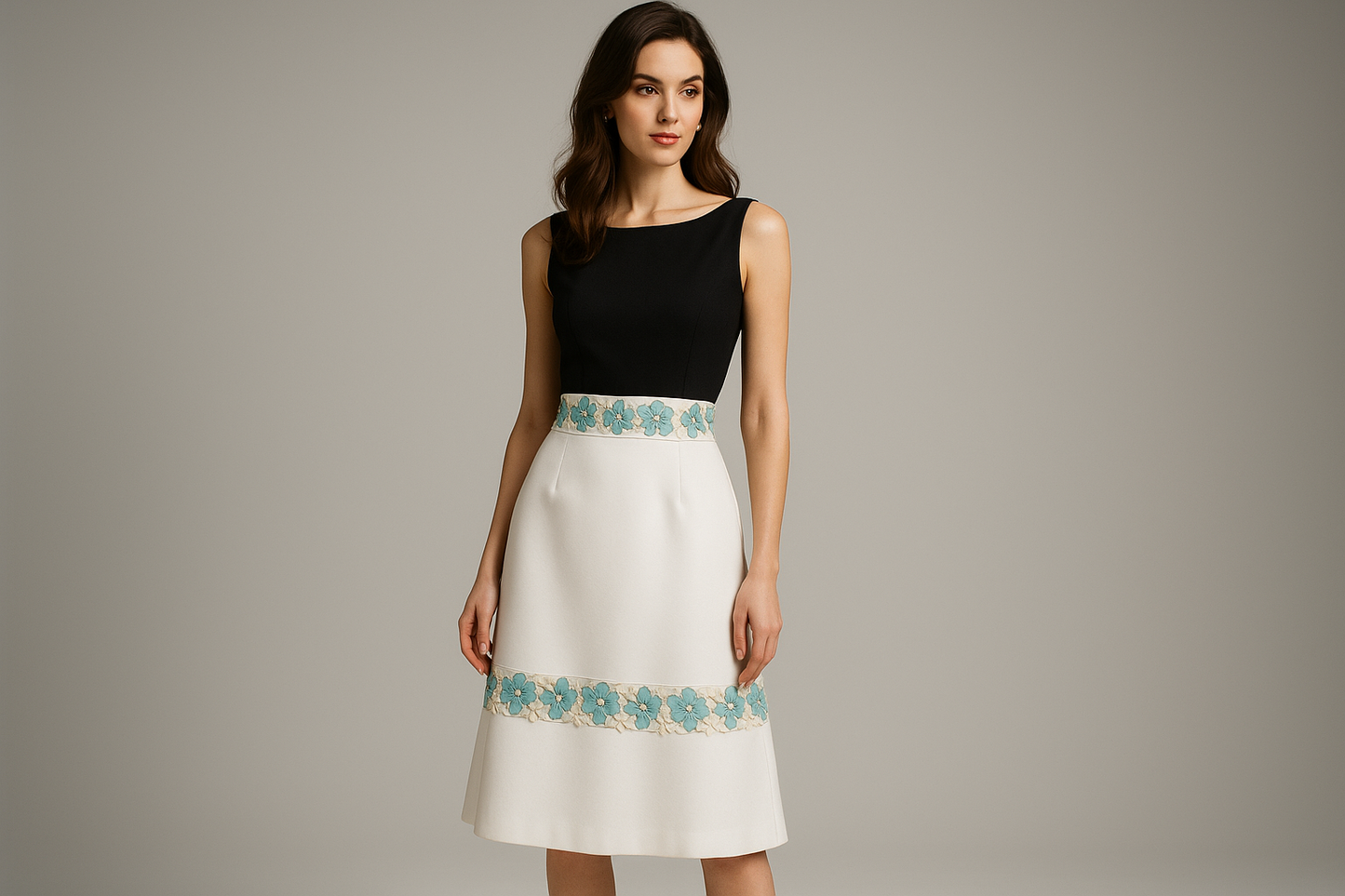 Guipure Turquoise et Écrue 17cm - Dentelle Florale Premium au Mètre