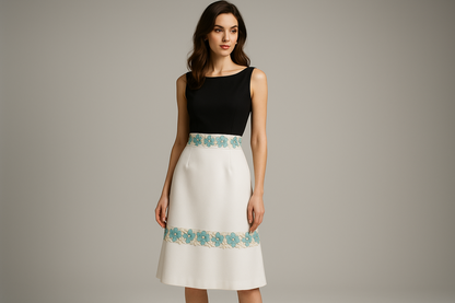 Guipure Turquoise et Écrue 17cm - Dentelle Florale Premium au Mètre