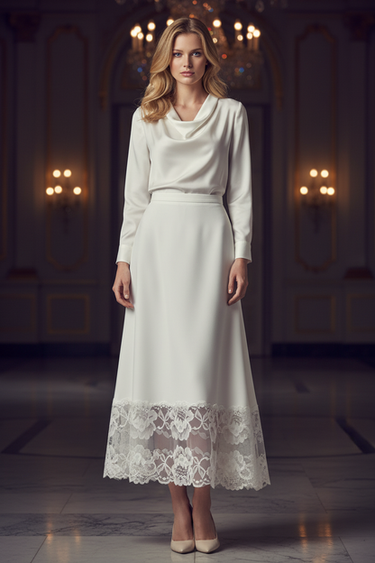 Dentelle Blanche 9cm sur Résille - Robe de Mariage et Cérémonie